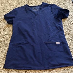 Figs Deep Blue V-Neck Scrub Top